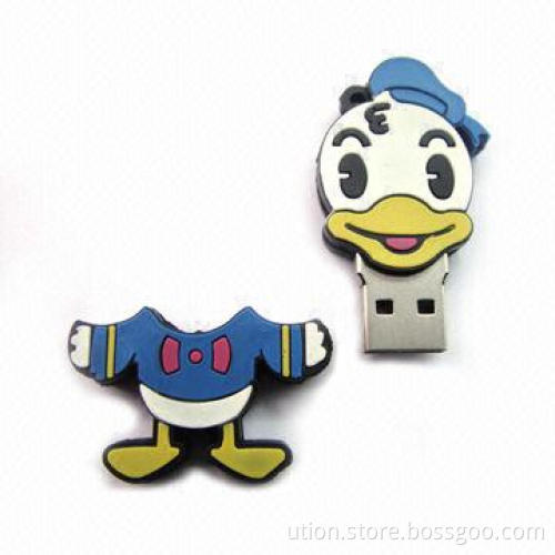 USB Flash Stick with Rubber Cartoon Design, 1 to 64GB Memory Capacity, Supports USB 2.0 Interface